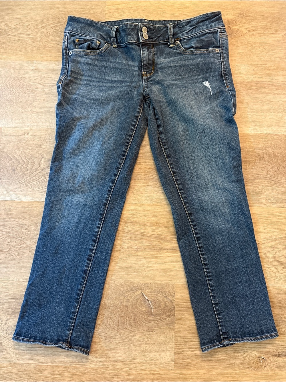 American Eagle Outfitters Dark Blue Cropped Straight Jeans